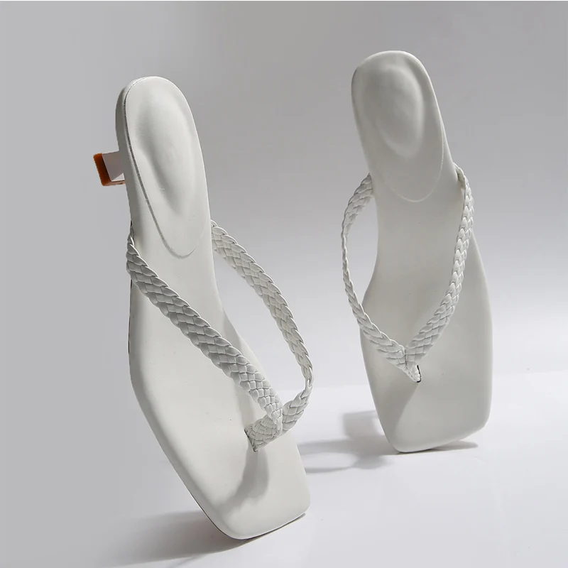 White Braided Kitten Heel Flip Flops Woman Clip-Toe Weave Strap Sandals Ladies Summer Square Toe Stiletto Slipper Shoes
White Braided Kitten Heel Flip Flops Woman Clip-Toe Weave Strap Sandals Ladies Summer Square Toe Stiletto Slipper Shoes