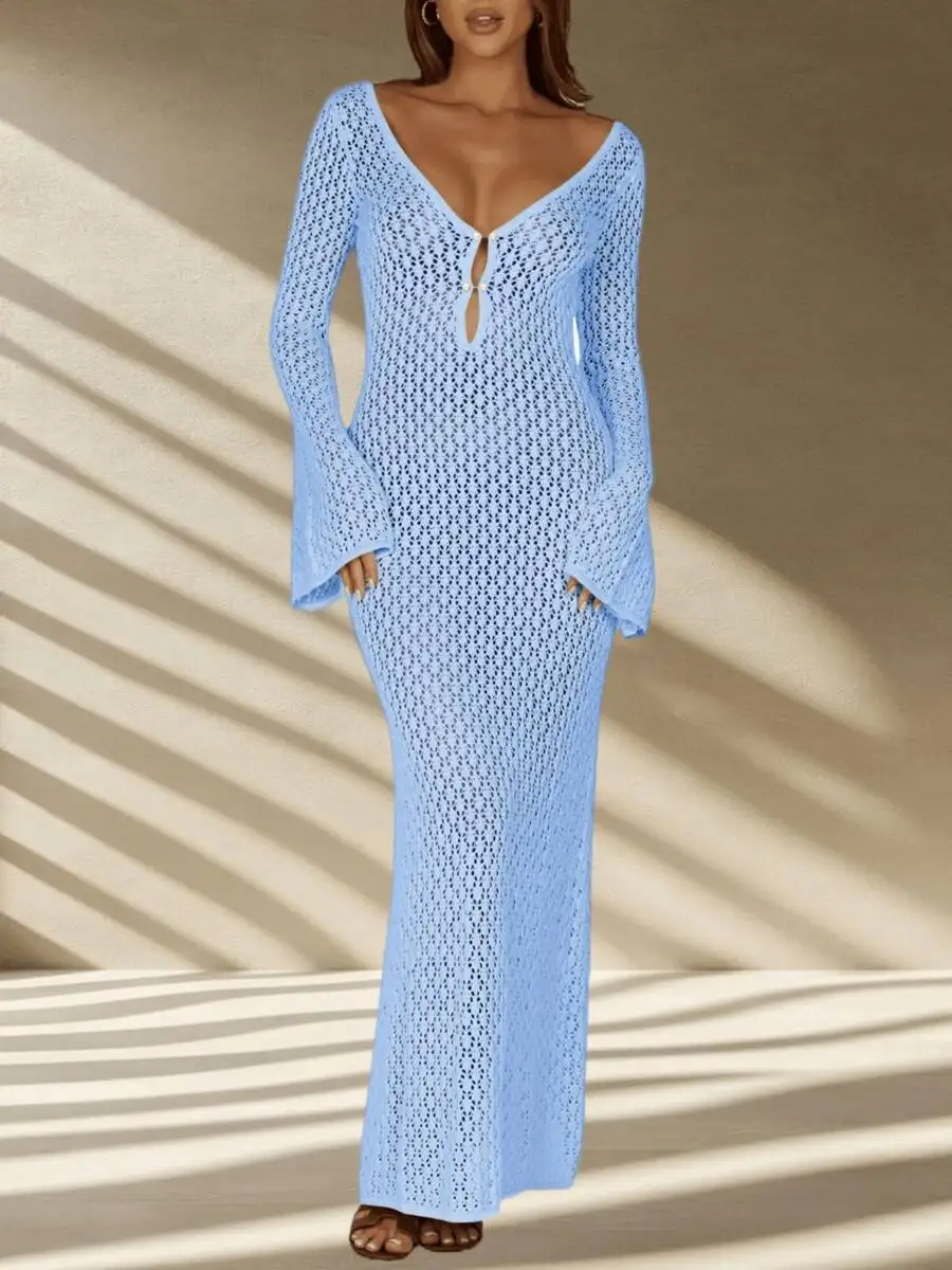 Women Crochet Maxi Cover Up Dress Long Sleeve Bodycon Beach Swimwear Coverup Summer Knit Dress
Women Crochet Maxi Cover Up Dress Long Sleeve Bodycon Beach Swimwear Coverup Summer Knit Dress