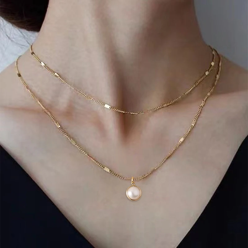 New Women Necklace Flattened Chain Round Resin Pendant Party Vacation Elegant Fashion Daily Versatile 2 Chain Layered Necklace
New Women Necklace Flattened Chain Round Resin Pendant Party Vacation Elegant Fashion Daily Versatile 2 Chain Layered Necklace