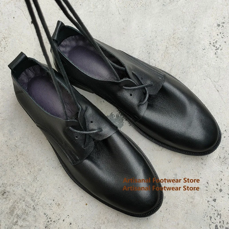 Black Leather Men's Casual Shoes Round Toe Soft Leather Soft Sole Non-Slip Lace-Up Shoes Trendy Handmade Men's Shoes
Black Leather Men's Casual Shoes Round Toe Soft Leather Soft Sole Non-Slip Lace-Up Shoes Trendy Handmade Men's Shoes