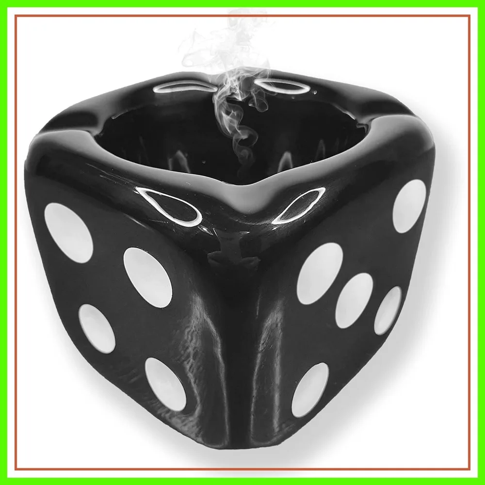 Premium Ceramic Dice Ashtray for Cigarettes - Retro Desktop Decor, Unique Gift for Smokers, Indoor Outdoor Patio, Black
Premium Ceramic Dice Ashtray for Cigarettes - Retro Desktop Decor, Unique Gift for Smokers, Indoor Outdoor Patio, Black