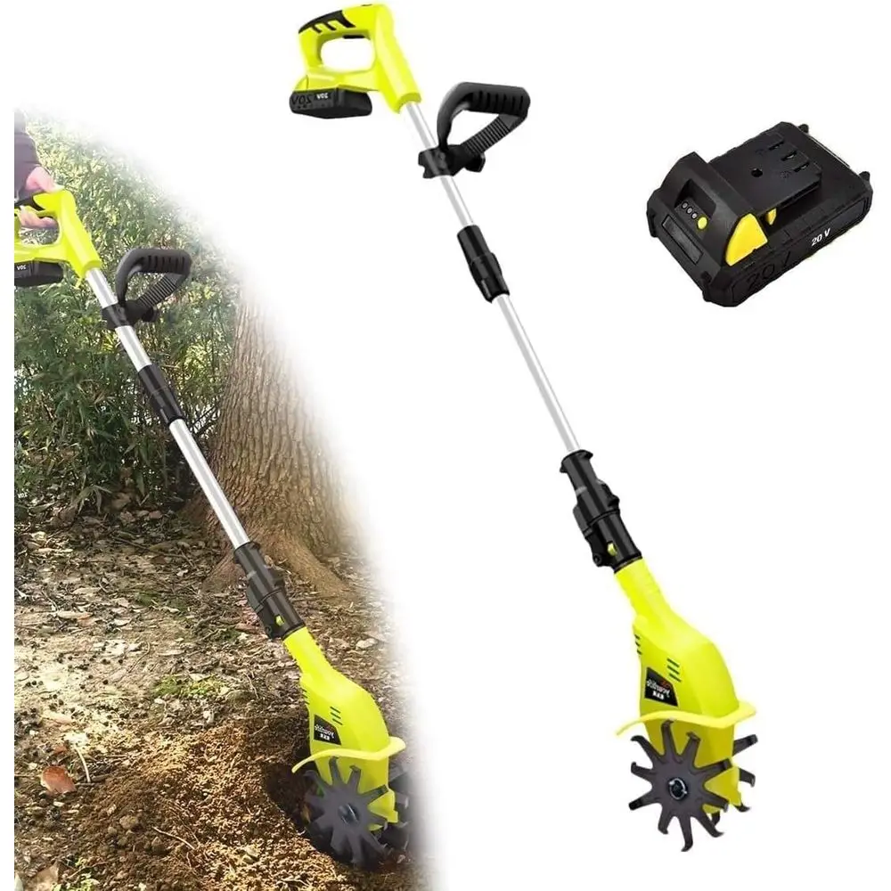 20V Cordless Garden Tiller, 10 cm Width, 25 cm Depth, 250 RPM, Perfect for Soil Aeration in Gardens and Plant Beds (Yellow)
20V Cordless Garden Tiller, 10 cm Width, 25 cm Depth, 250 RPM, Perfect for Soil Aeration in Gardens and Plant Beds (Yellow)