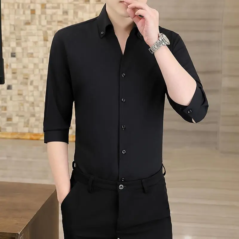 Men's Casual Shirt Seven-Five Sleeve Pure Color Iron-Free Business Casual Shirt Spring Autumn New Style Slim Fit Polyester Blend
Men's Casual Shirt Seven-Five Sleeve Pure Color Iron-Free Business Casual Shirt Spring Autumn New Style Slim Fit Polyester Blend