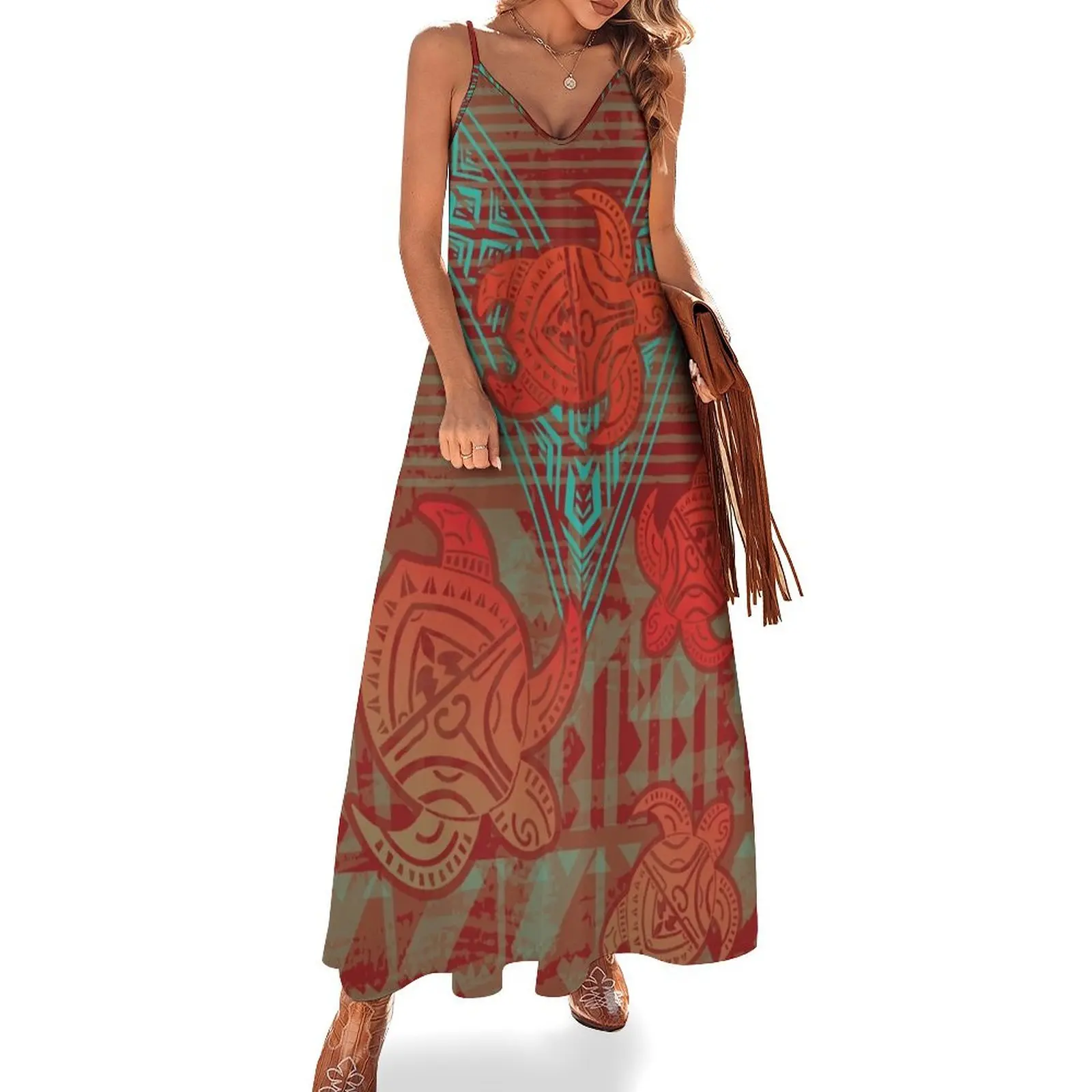 Fijian Red And Teal Tribal Turtle Abstract Sleeveless Dress Long dress woman party dresses woman evening dress women
Fijian Red And Teal Tribal Turtle Abstract Sleeveless Dress Long dress woman party dresses woman evening dress women