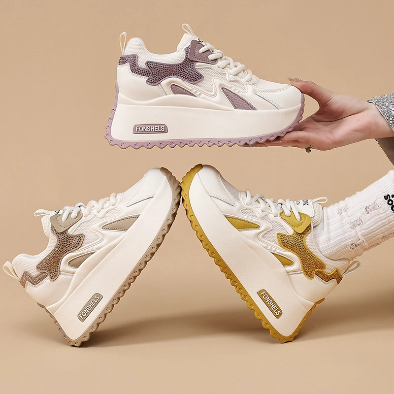 WomenS Rhinestone Decor Platform Sneakers Casual Lace Up Thick Bottom Shoes Multi Colors Comfortable Fashion Footwear For Ladies
WomenS Rhinestone Decor Platform Sneakers Casual Lace Up Thick Bottom Shoes Multi Colors Comfortable Fashion Footwear For Ladies