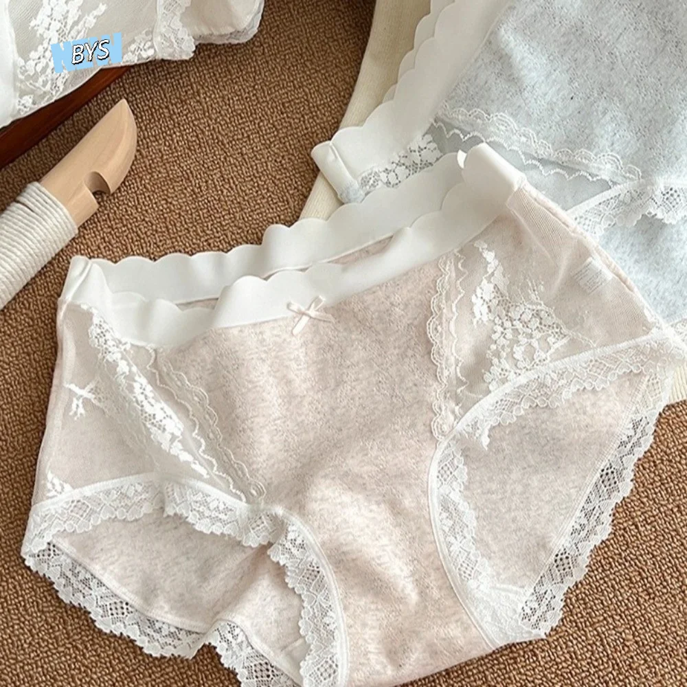 Cute Mid-waist Mesh Lace Underpants Cotton Bow Seamless Briefs Sweet Thin Sweet Panties Female
Cute Mid-waist Mesh Lace Underpants Cotton Bow Seamless Briefs Sweet Thin Sweet Panties Female