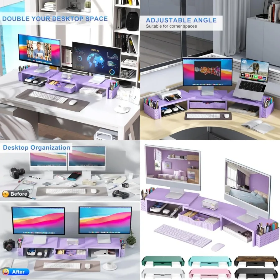 Dual Monitor Stand Riser, Desk Organizer With Drawer and 2 Pen Holders, Desk Organizers and Accessories, Office Decor
Dual Monitor Stand Riser, Desk Organizer With Drawer and 2 Pen Holders, Desk Organizers and Accessories, Office Decor