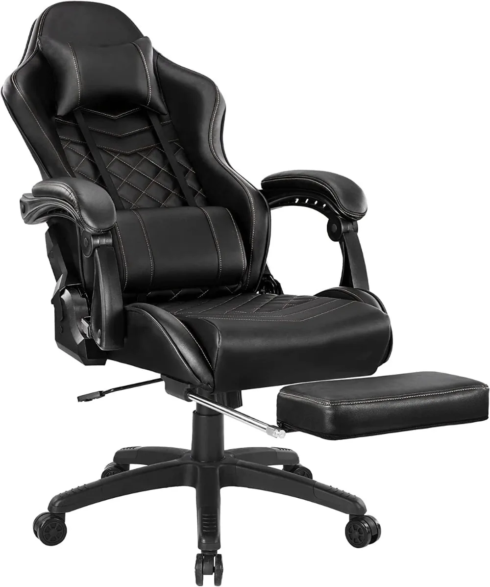 Ergonomic gaming chair for adults, supports up to 350lbs, with footrest, adjustable armrests, high back, massage lumbar support
Ergonomic gaming chair for adults, supports up to 350lbs, with footrest, adjustable armrests, high back, massage lumbar support