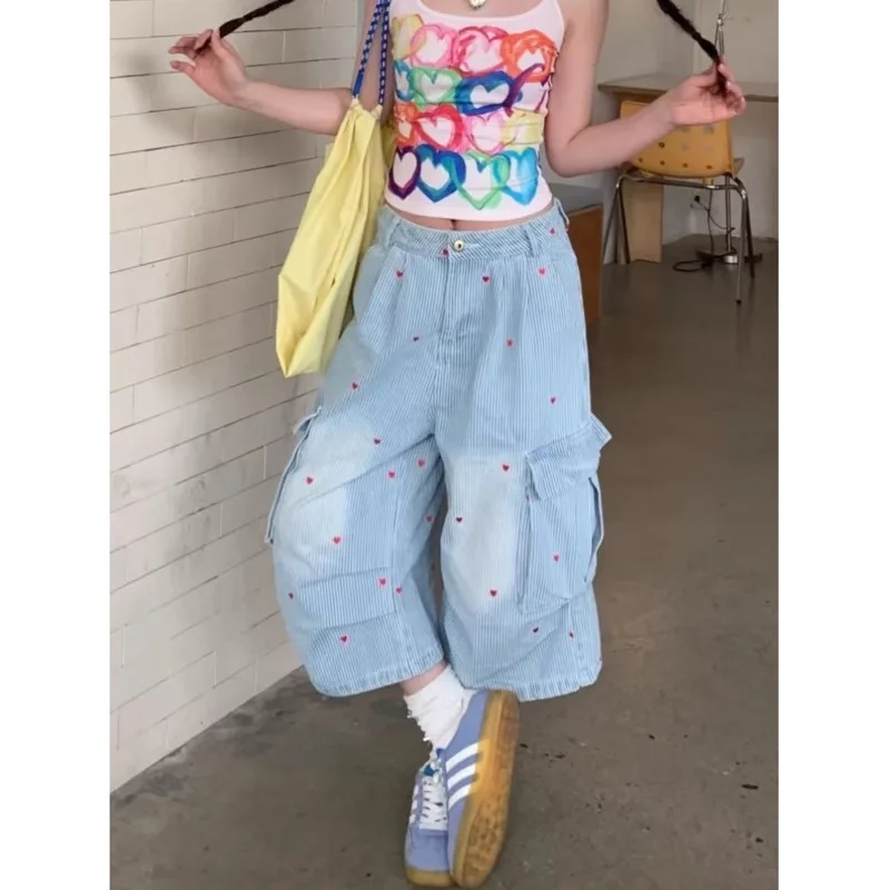 Heart Pattern Stripe Cargo Seven Quarter Jeans Summer Wide Leg Men Jorts Loose Fit Male Denim Shorts American Style 9WUW
Heart Pattern Stripe Cargo Seven Quarter Jeans Summer Wide Leg Men Jorts Loose Fit Male Denim Shorts American Style 9WUW