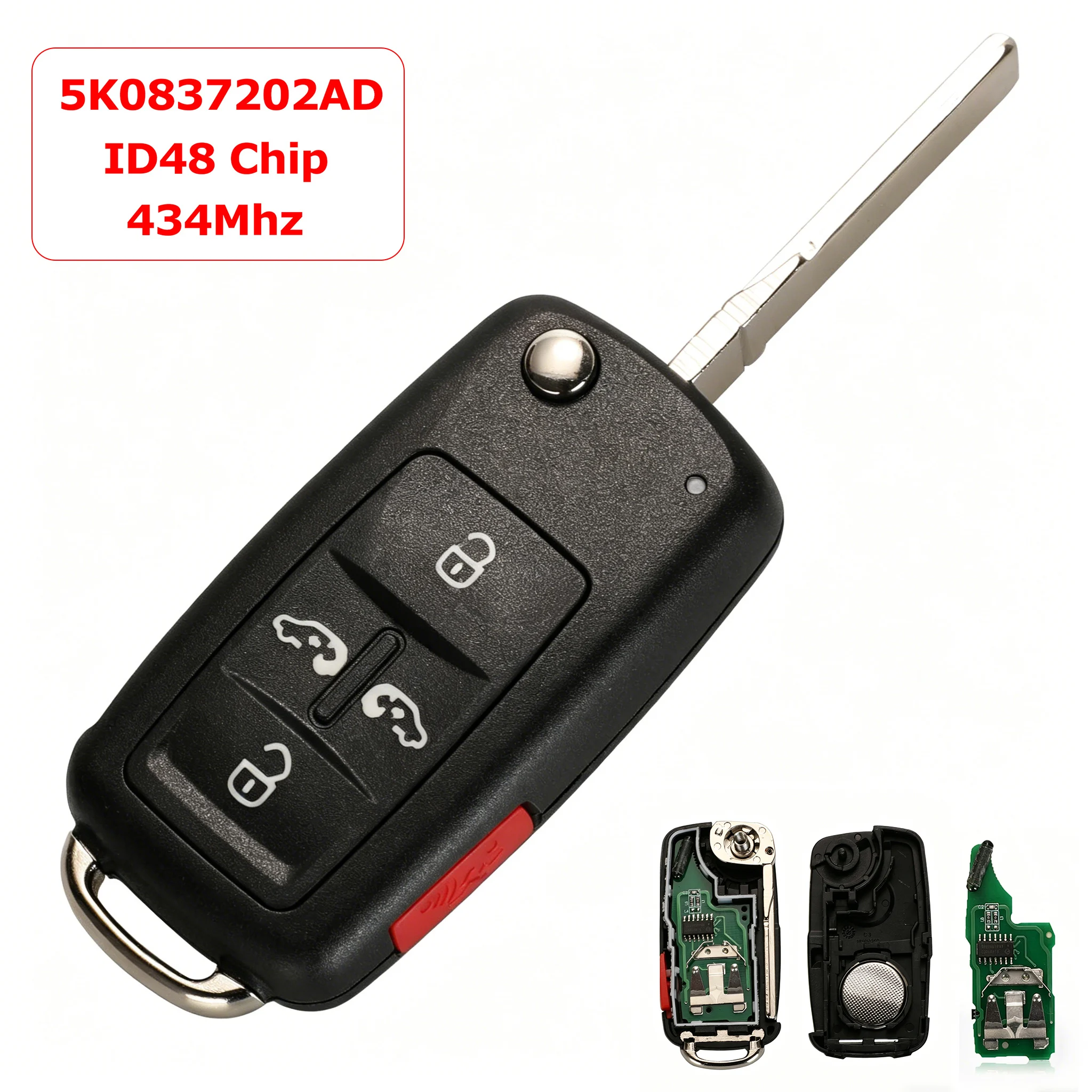 5K0837202AD With ID48 Chip 434Mhz Car Remote Key 5 Buttons For VW Golf Passat Tiguan Polo Jetta Eos Beetle Caddy Scirocco Sharan
5K0837202AD With ID48 Chip 434Mhz Car Remote Key 5 Buttons For VW Golf Passat Tiguan Polo Jetta Eos Beetle Caddy Scirocco Sharan