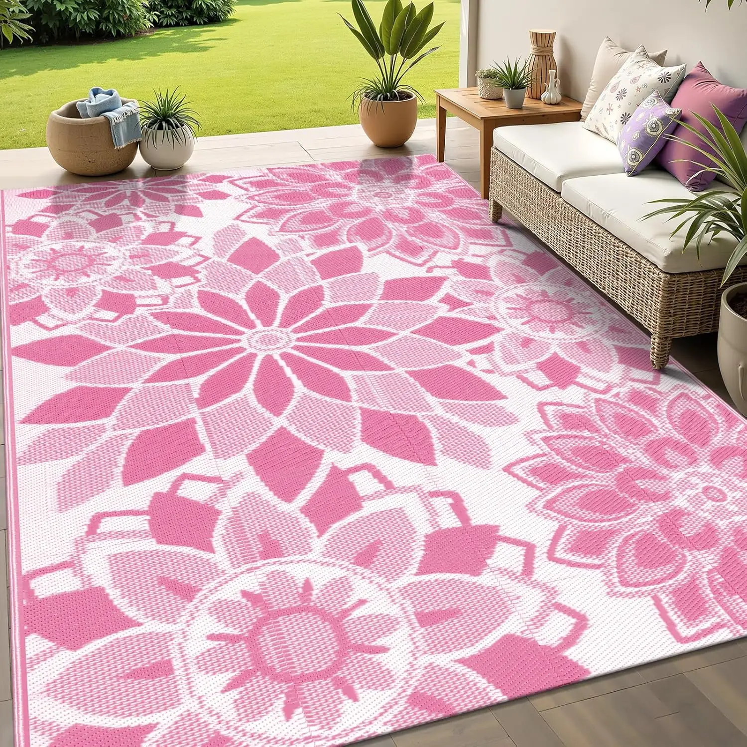 Outdoor Rug for Patio 5x8 ft Reversible Plastic Straw Patio Camping Rug, Floral Waterproof RV Mat for Camper Indoor Outdoor C
Outdoor Rug for Patio 5x8 ft Reversible Plastic Straw Patio Camping Rug, Floral Waterproof RV Mat for Camper Indoor Outdoor C