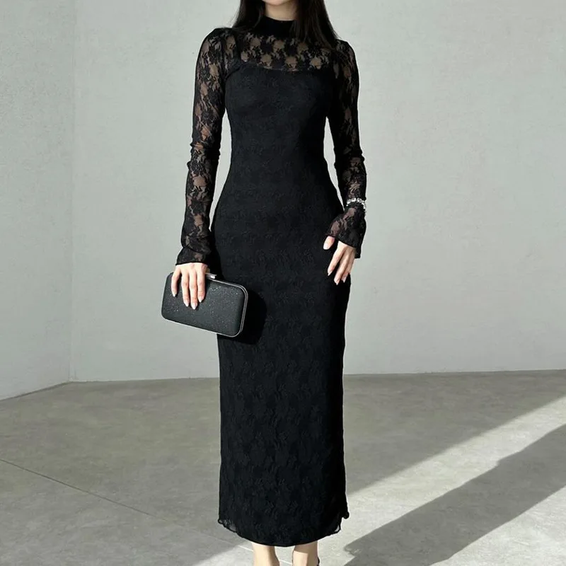 Dress Women Lace Round Neck Long Sleeve Slim Fit Wrap Hip Dresses Elegant Spliced Lady Ankle Length Vestidos Spring 2025
Dress Women Lace Round Neck Long Sleeve Slim Fit Wrap Hip Dresses Elegant Spliced Lady Ankle Length Vestidos Spring 2025