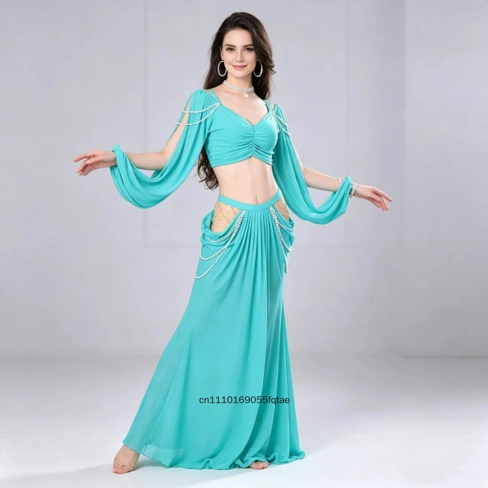 Women Belly Dance Costume Long Sleeves Bra Split Long Skirt 2Pcs Oriental Exotic Dancewear Professional Belly Dancing Performanc
Women Belly Dance Costume Long Sleeves Bra Split Long Skirt 2Pcs Oriental Exotic Dancewear Professional Belly Dancing Performanc