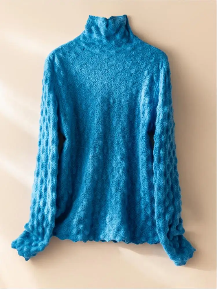 Women Turtleneck Cashmere Sweater Hollowed-out Pullover Spring Autumn Winter 100% Cashmere Knitwear Lace Hem Jacquard Solid Tops
Women Turtleneck Cashmere Sweater Hollowed-out Pullover Spring Autumn Winter 100% Cashmere Knitwear Lace Hem Jacquard Solid Tops