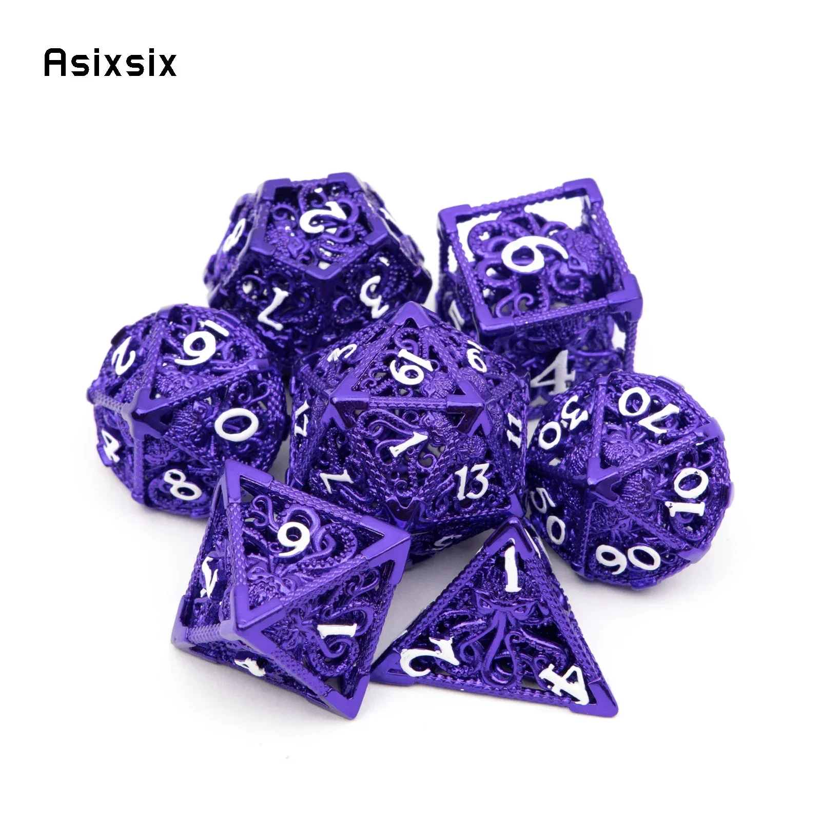 7 Pcs Purple White Squid Metal Dice Hollow Metal Polyhedral Dice Set Suitable For Role-Playing Game
7 Pcs Purple White Squid Metal Dice Hollow Metal Polyhedral Dice Set Suitable For Role-Playing Game