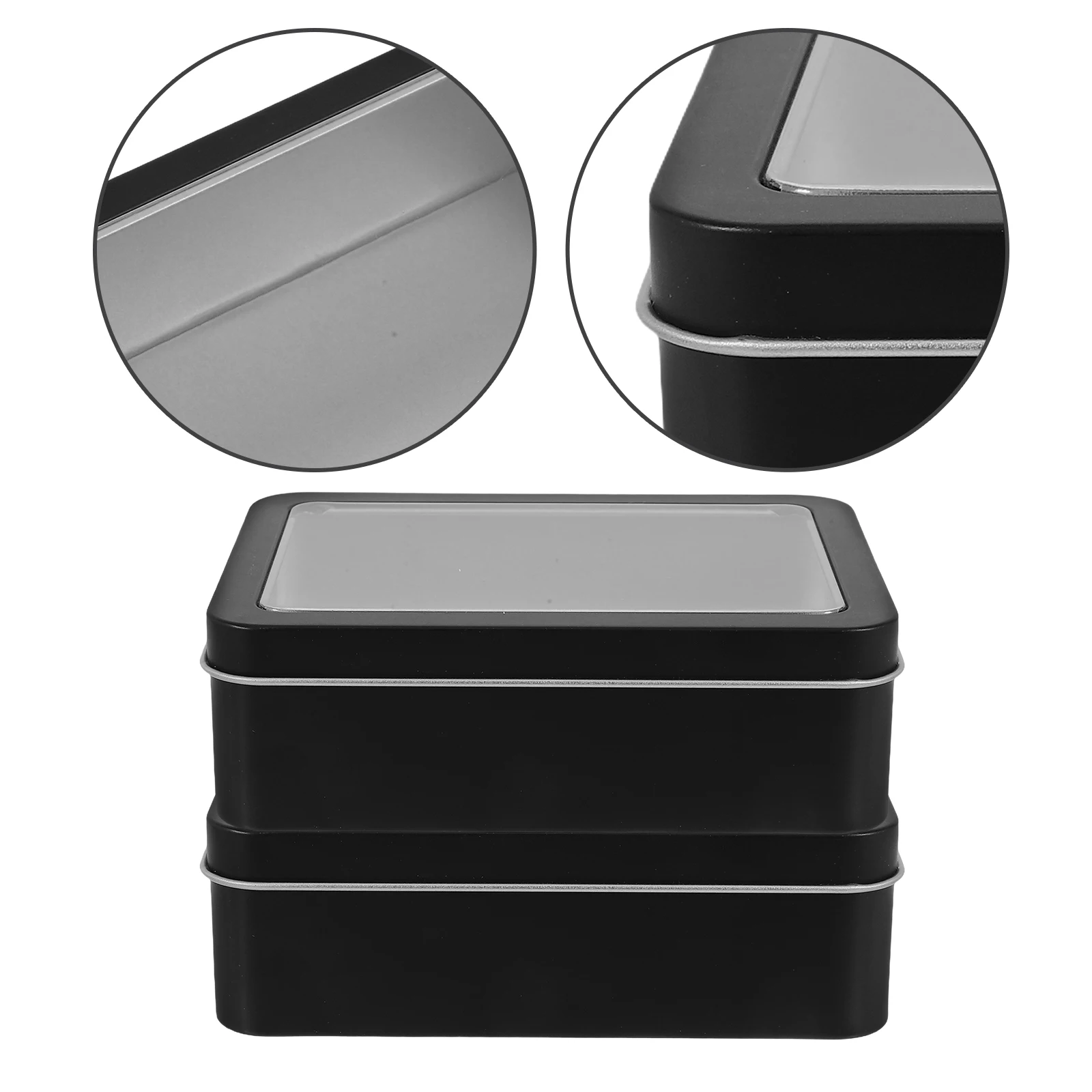 Tinplate Box Small Rectangular Metal Biscuit Black Storage Container with Window
Tinplate Box Small Rectangular Metal Biscuit Black Storage Container with Window
