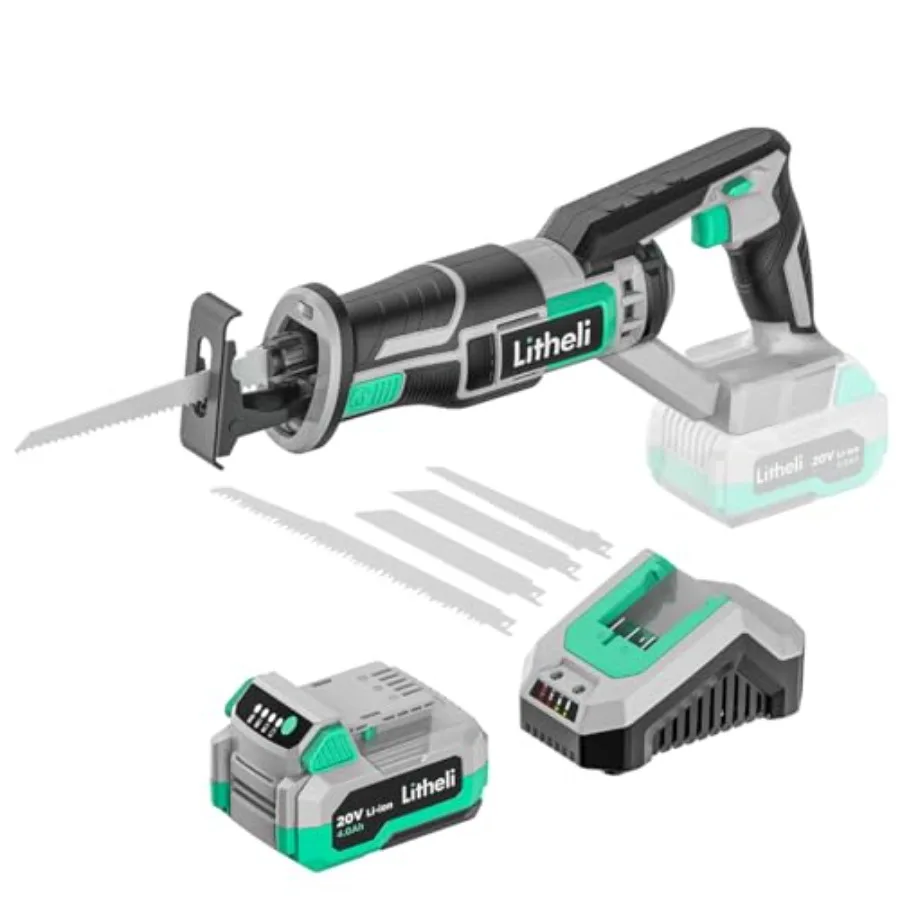 Reciprocating Saw Cordless Powerful Hand Saw Kit with 20V 4.0 Ah Battery and Fast Charger 0-3000 SPM with Tool-free Blades Chan
Reciprocating Saw Cordless Powerful Hand Saw Kit with 20V 4.0 Ah Battery and Fast Charger 0-3000 SPM with Tool-free Blades Chan