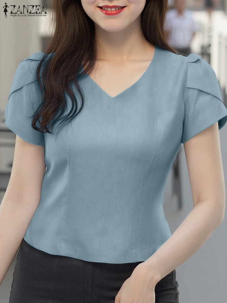 ZANZEA Women Casual Blouse Summer Sexy Tunic Tops 2025 Fashion Solid Color Shirts V-Neck Short Puff Sleeve Blusas Streetwear
ZANZEA Women Casual Blouse Summer Sexy Tunic Tops 2025 Fashion Solid Color Shirts V-Neck Short Puff Sleeve Blusas Streetwear