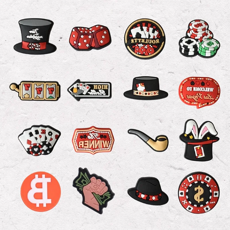 New Arrival 1-16Pcs PVC Poker Dice Pipe Hat Garden Sandals Shoe Charms Accessories Shoe Buckle For Birthday Funny Gift
New Arrival 1-16Pcs PVC Poker Dice Pipe Hat Garden Sandals Shoe Charms Accessories Shoe Buckle For Birthday Funny Gift