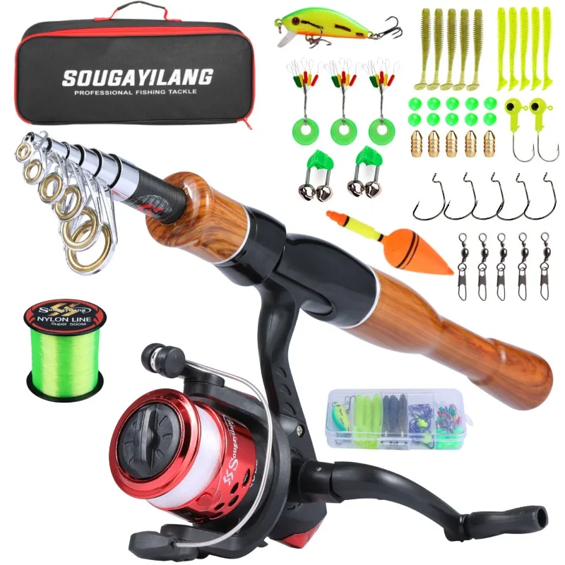 Sougayilang 1.6m Fishing Pole Full Kits with Telescopic Fishing Rod and Spinning Reel Baits Hooks Set with 500m Fishing Line
Sougayilang 1.6m Fishing Pole Full Kits with Telescopic Fishing Rod and Spinning Reel Baits Hooks Set with 500m Fishing Line