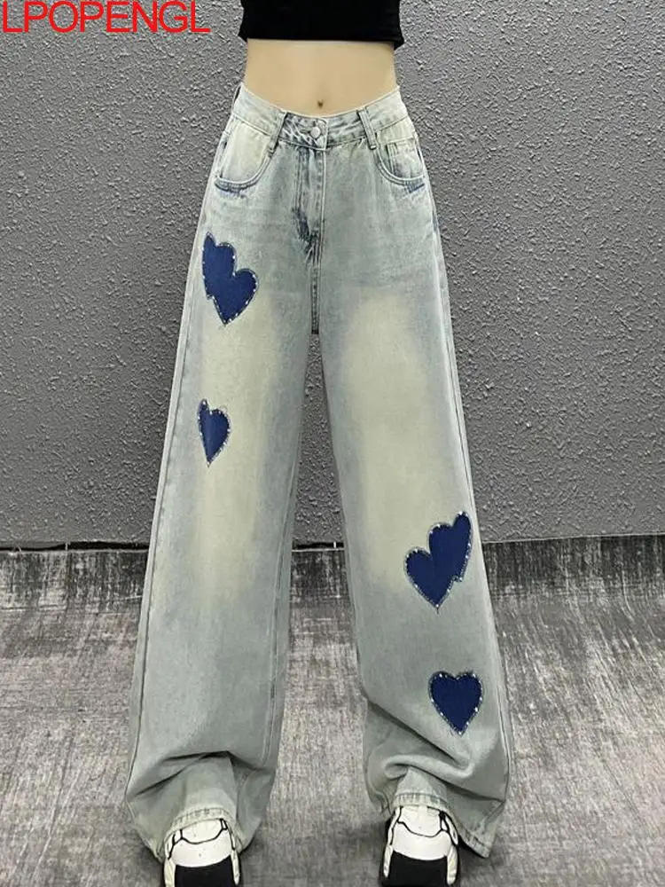 Women's Personality Contrast Diamond Studded Casual Jeans Spring 2025 New High-waisted Loose Versatile Straight Wide-leg Pants
Women's Personality Contrast Diamond Studded Casual Jeans Spring 2025 New High-waisted Loose Versatile Straight Wide-leg Pants