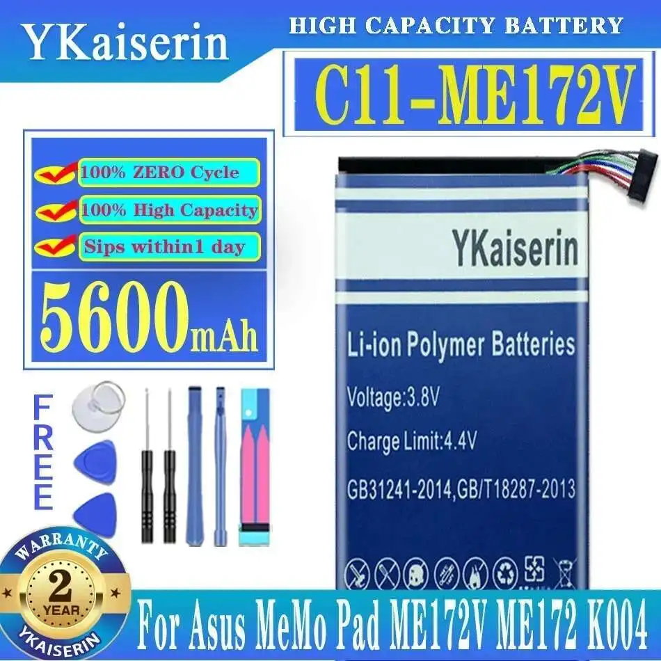 5600 мАч C11-ME172V аккумулятор для планшета, высокая эффективность для планшета Asus Memo Pad ME172V ME172 K004 ME371MG ME371 
5600 мАч C11-ME172V аккумулятор для планшета, высокая эффективность для планшета Asus Memo Pad ME172V ME172 K004 ME371MG ME371