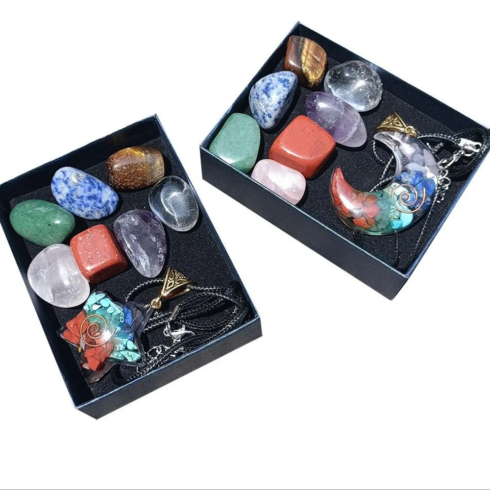 Crescent Gravel Resin Necklace Reiki Collection Box Irregular Shaped Chakra Stone Set with Seven Chakra Set for Gift
Crescent Gravel Resin Necklace Reiki Collection Box Irregular Shaped Chakra Stone Set with Seven Chakra Set for Gift
