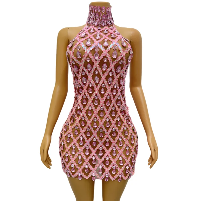 Luxury Evening Celebrate Prom Birthday Party Transparent Pink Dress Gold Black Sequins Rhinestones Mesh Short Singer Stage Wear
Luxury Evening Celebrate Prom Birthday Party Transparent Pink Dress Gold Black Sequins Rhinestones Mesh Short Singer Stage Wear