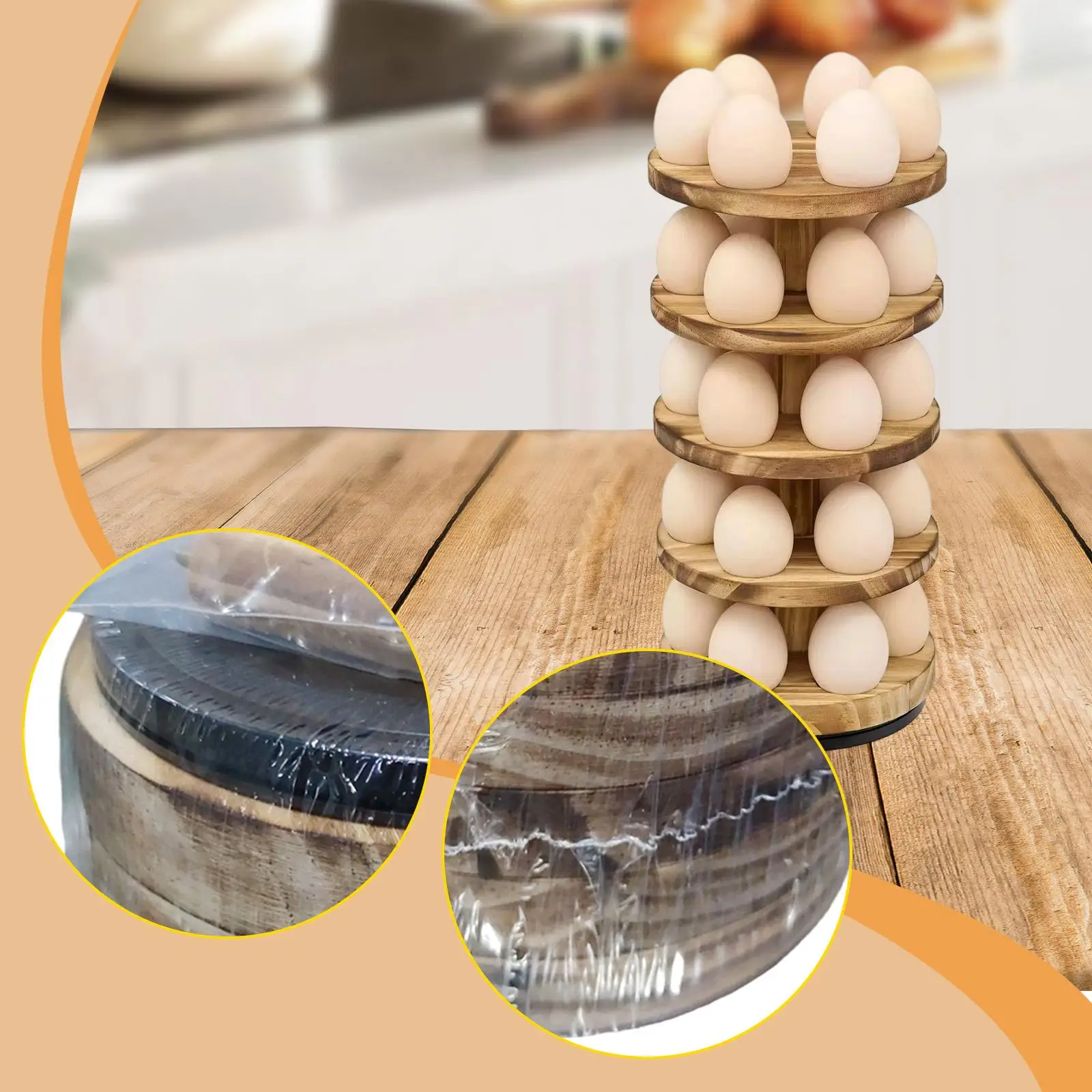 Rotating Wooden Egg Stand Large Capacity Egg Organizer Rack Space Saving Storage Holder for Home Kitchen Counter
Rotating Wooden Egg Stand Large Capacity Egg Organizer Rack Space Saving Storage Holder for Home Kitchen Counter