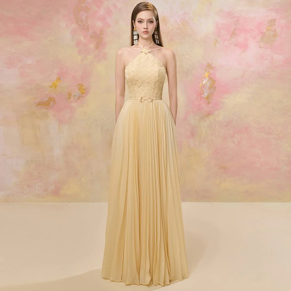 Customized Chiffon Elegant Halter Shawl Evening Dress A-Line Celebrity Gowns High Quality Zipper Back Floor Length Party Dress
Customized Chiffon Elegant Halter Shawl Evening Dress A-Line Celebrity Gowns High Quality Zipper Back Floor Length Party Dress