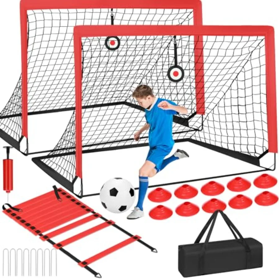 Backyard and beach soccer training: portable 6' x 4' pop-up goal set with durable polyethylene net, black color, includes ball
Backyard and beach soccer training: portable 6' x 4' pop-up goal set with durable polyethylene net, black color, includes ball
