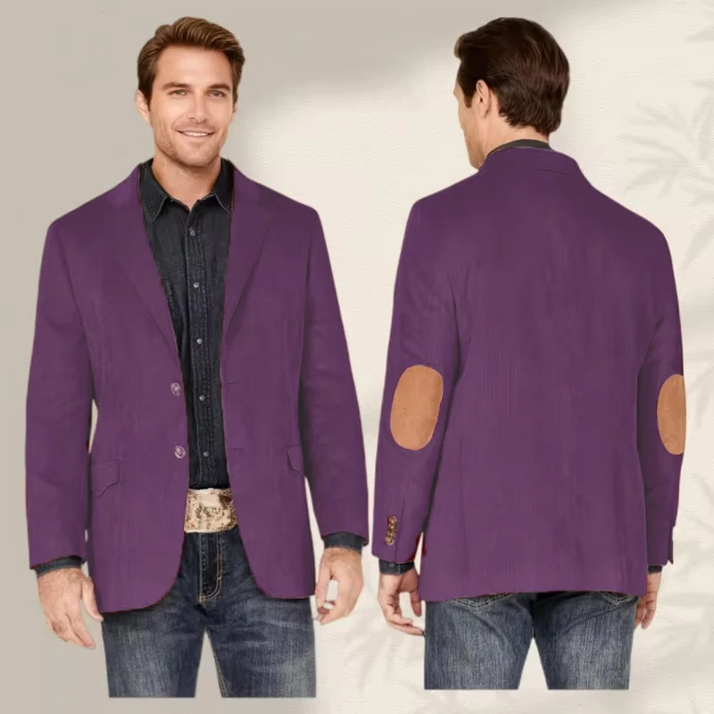 Men's Classic Corduroy Blazer with Elbow Patch Two Button Slim Fit Tuxedo Jacket Notch Lapel Formal Business Coat for Wedding
Men's Classic Corduroy Blazer with Elbow Patch Two Button Slim Fit Tuxedo Jacket Notch Lapel Formal Business Coat for Wedding