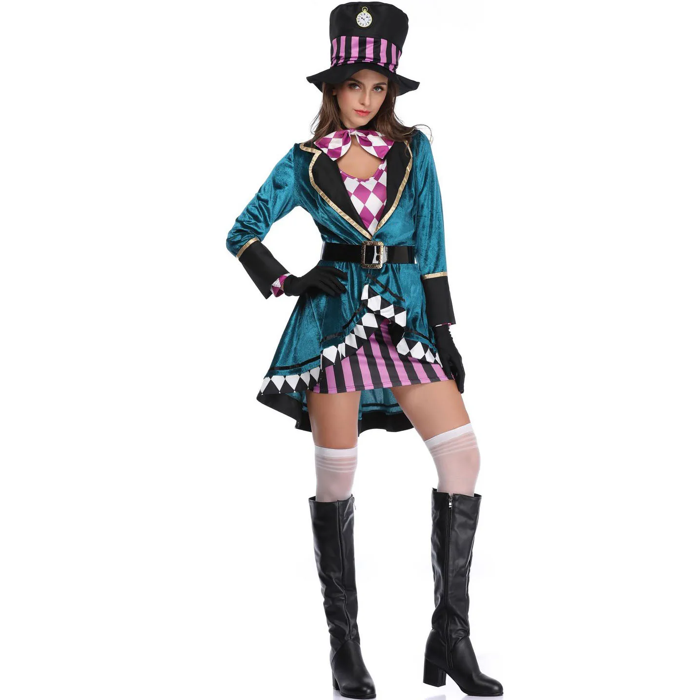 Women Cosplay Costume Mad Hatter Adult Fancy Dress Magic Show Tuxedo Halloween Party Carnival Witch Outfit Performance Outfit
Women Cosplay Costume Mad Hatter Adult Fancy Dress Magic Show Tuxedo Halloween Party Carnival Witch Outfit Performance Outfit