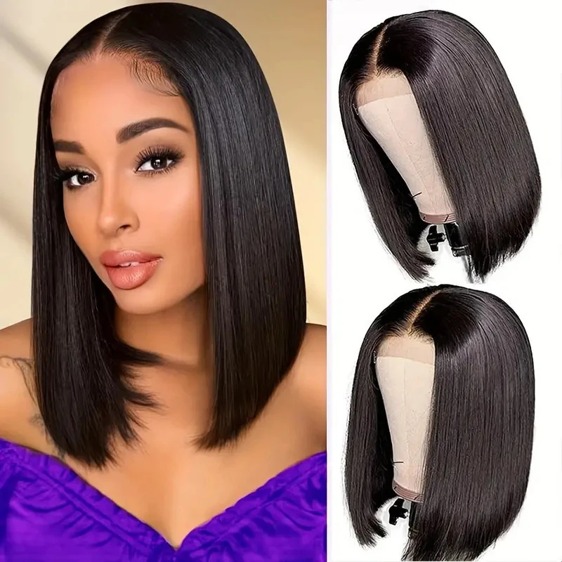Lace front wig, BoBo style, black , high-temperature fiber, middle parting, inward curl, short straight hair
Lace front wig, BoBo style, black , high-temperature fiber, middle parting, inward curl, short straight hair