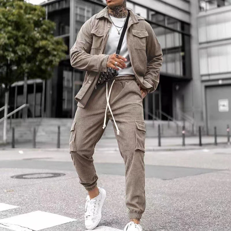 Streetwear Spring Two Piece Corduroy Suit Mens Casual Long Sleeve Cargo Jacket&Pants Set For Men Fashion Tracksuit Men Clothing
Streetwear Spring Two Piece Corduroy Suit Mens Casual Long Sleeve Cargo Jacket&Pants Set For Men Fashion Tracksuit Men Clothing