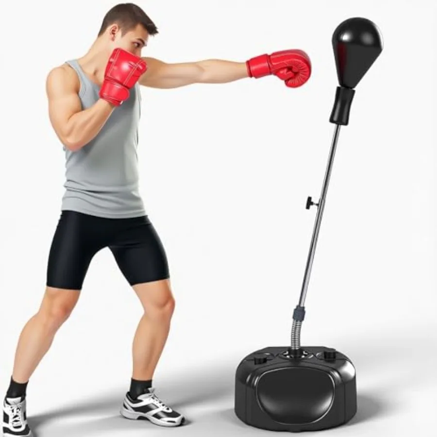 Punching Bag with Stand for Adults - Height Adjustable Steel Frame Black Vinyl Durable Stable for Boxing Training Stress Relief
Punching Bag with Stand for Adults - Height Adjustable Steel Frame Black Vinyl Durable Stable for Boxing Training Stress Relief