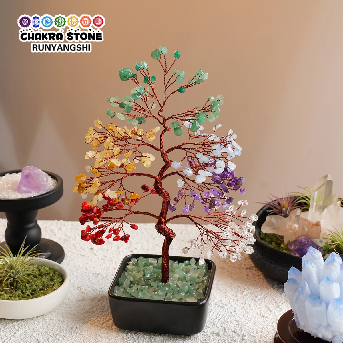 1PC Hand Crafted Multicolor Crystal Tree Natural Gemstone Bonsai With Copper Wire Vibrant Home Decor Gift Housewarming Holidays
1PC Hand Crafted Multicolor Crystal Tree Natural Gemstone Bonsai With Copper Wire Vibrant Home Decor Gift Housewarming Holidays
