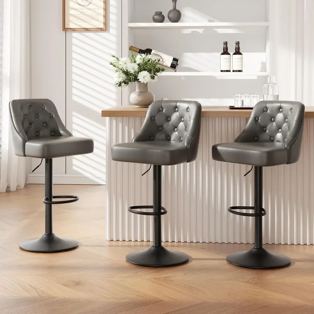 Stools Set of 3, Adjustable Counter Height Bar Stool with Back, Faux Leather Upholstered Bar Chairs, Modern Swivel Barstools fo
Stools Set of 3, Adjustable Counter Height Bar Stool with Back, Faux Leather Upholstered Bar Chairs, Modern Swivel Barstools fo