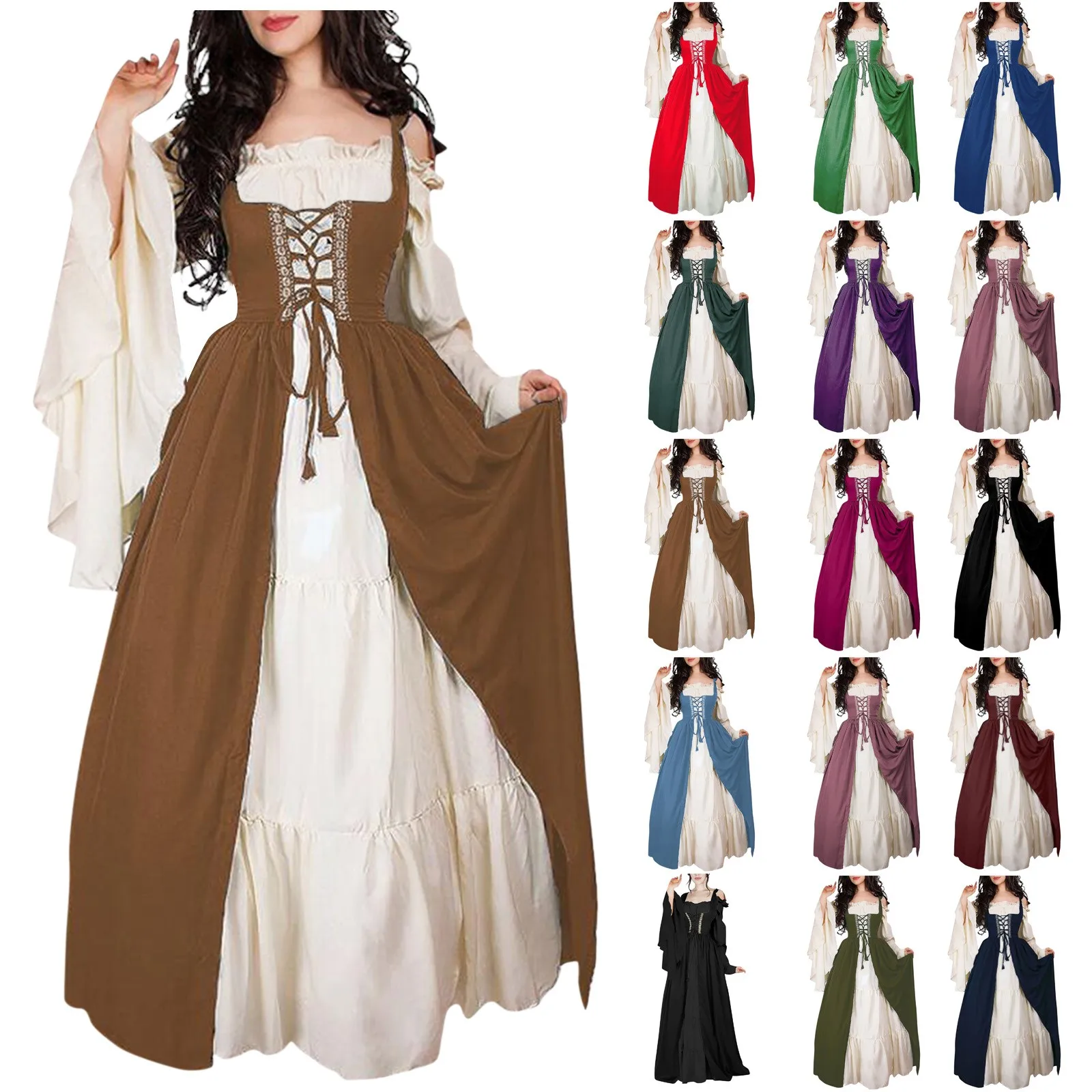 Woman Renaissance Gothic Long Maxi Retro Vestido Victorian Lace Up Dress Up Paty Ball Gown Plus Size Halloween Medieval Dress
Woman Renaissance Gothic Long Maxi Retro Vestido Victorian Lace Up Dress Up Paty Ball Gown Plus Size Halloween Medieval Dress