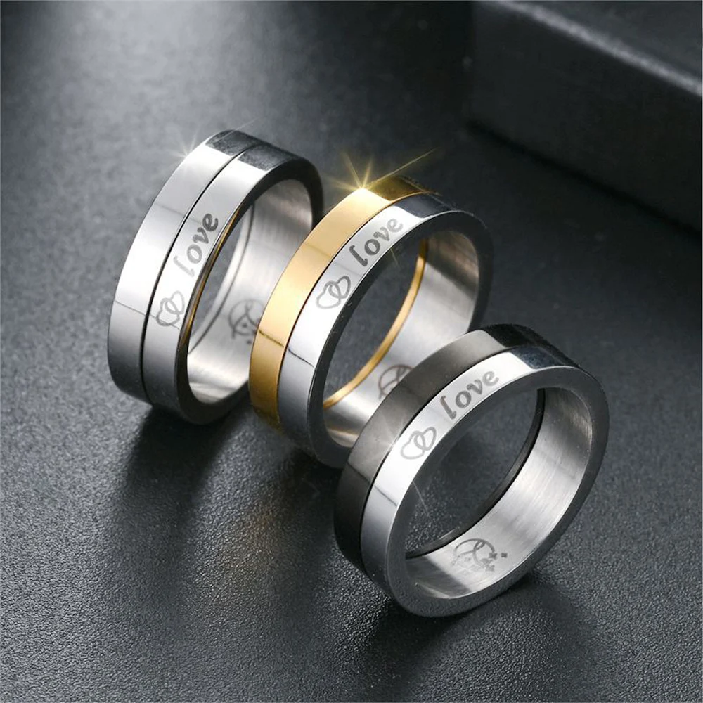 10 pcs New Stainless Steel Gold Silver Black Rotatable Laser Engraved Love Ring Spinning Ring Fine Rings
10 pcs New Stainless Steel Gold Silver Black Rotatable Laser Engraved Love Ring Spinning Ring Fine Rings