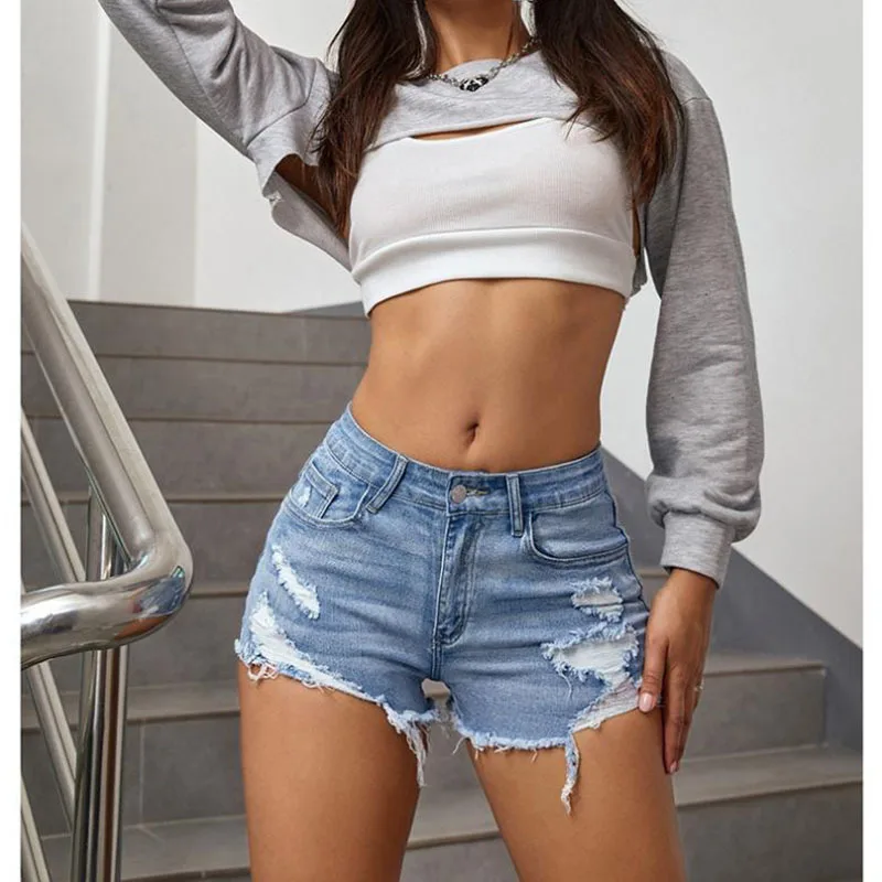 American Style Women Denim Shorts New Fashion Summer Ripped Hole Jeans Shorts
American Style Women Denim Shorts New Fashion Summer Ripped Hole Jeans Shorts