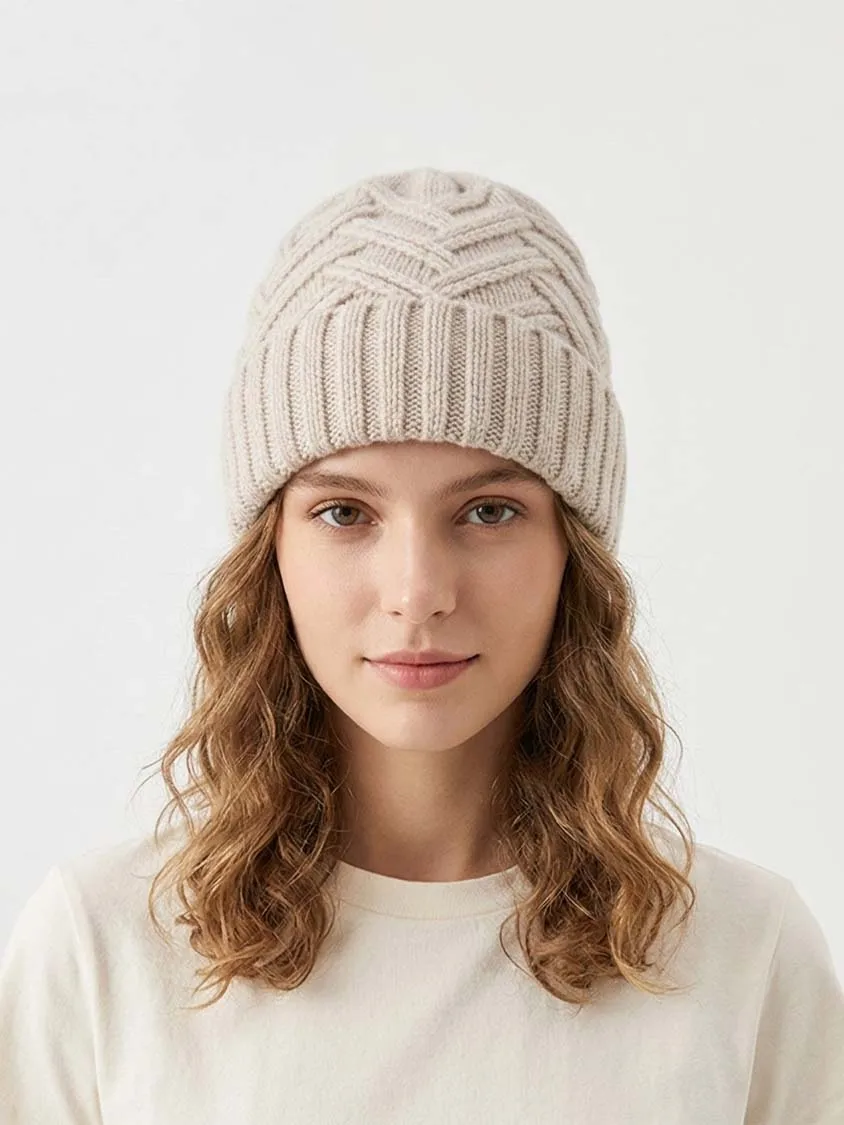 Women Wool Beanie Hat Herringbone Knitted Cap Bonnet Winter
Women Wool Beanie Hat Herringbone Knitted Cap Bonnet Winter