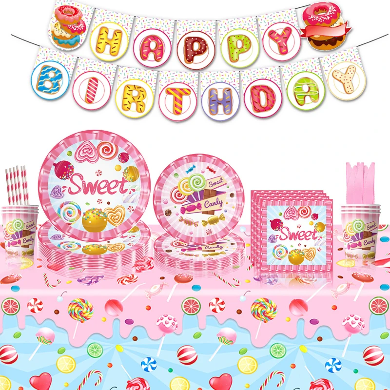 Pink Candy Lollipop Themed Birthday Party Supplies For Children And Girls, Tablecloth, Paper Tray, Paper Cup Decorations
Pink Candy Lollipop Themed Birthday Party Supplies For Children And Girls, Tablecloth, Paper Tray, Paper Cup Decorations
