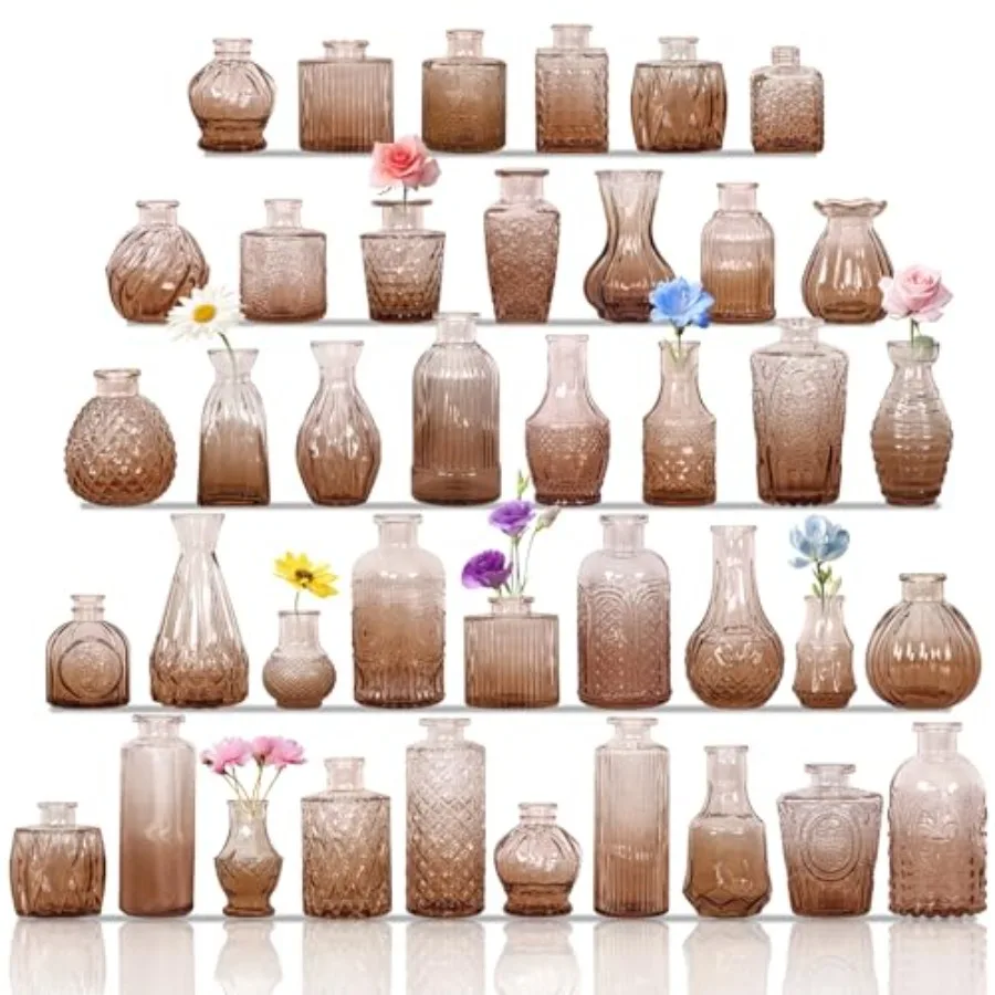 Set of 40 Glass Bud Vases, Small Glass Vases in Bulk, Mini Vintage Embossed Flower Vase for Wedding, Centerpieces, Birthday Par
Set of 40 Glass Bud Vases, Small Glass Vases in Bulk, Mini Vintage Embossed Flower Vase for Wedding, Centerpieces, Birthday Par