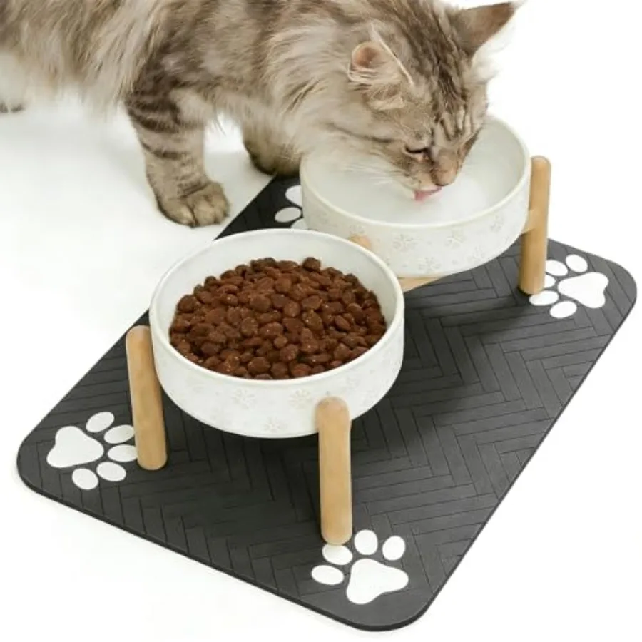 Raised Ceramic Pet Bowls Set with Wooden Stand and Waterproof Mat 16oz Anti-Vomit Whisker-Friendly Bowls for Cats and Small to
Raised Ceramic Pet Bowls Set with Wooden Stand and Waterproof Mat 16oz Anti-Vomit Whisker-Friendly Bowls for Cats and Small to
