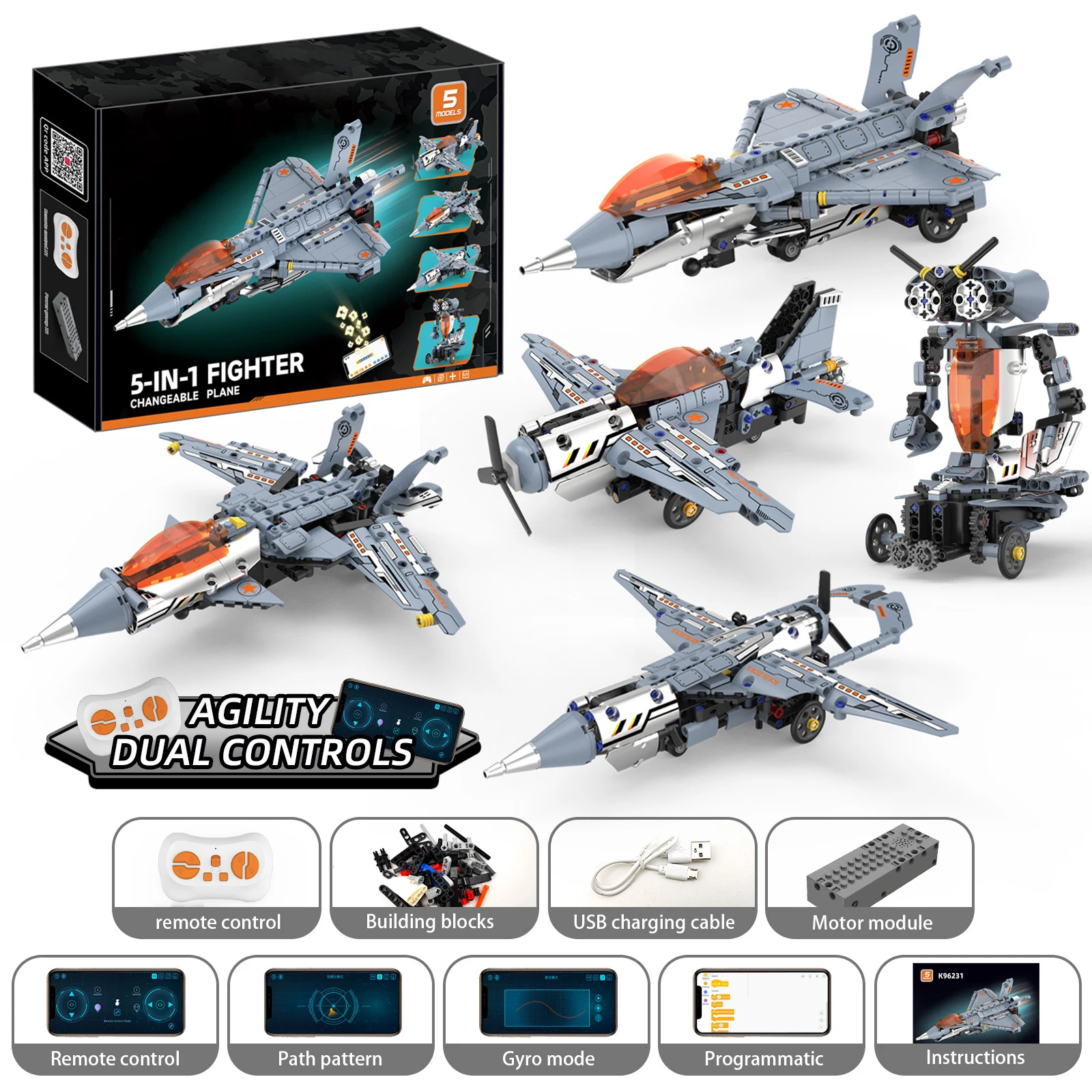 5-в-1 модель истребителя с дистанционным управлением, строительная игрушка, модель самолета, набор строительных блоков, строительная игрушка для детских праздников
5-в-1 модель истребителя с дистанционным управлением, строительная игрушка, модель самолета, набор строительных блоков, строительная игрушка для детских праздников