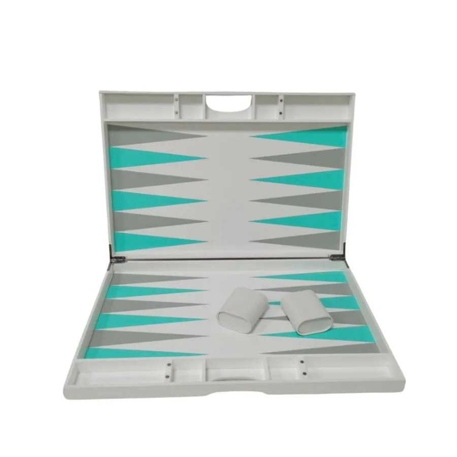 Premium Backgammon Set with Solid White Lucite Board and Aqua Points Matching Pieces and Dice + Magnetic Closure - Large 18 Whi
Premium Backgammon Set with Solid White Lucite Board and Aqua Points Matching Pieces and Dice + Magnetic Closure - Large 18 Whi