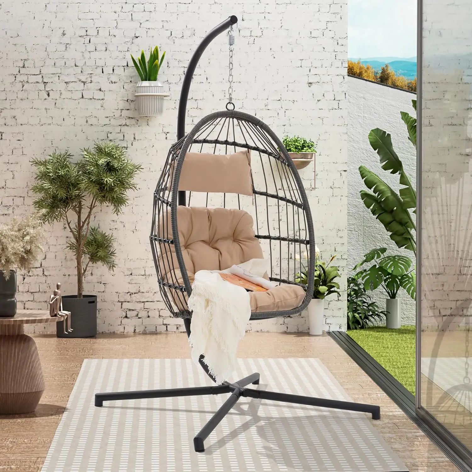 Hanging Egg Chair with Stand,Indoor Outdoor Basket Egg Chairs Swing Hammock with Rope Back Cushion for Bedroom
Hanging Egg Chair with Stand,Indoor Outdoor Basket Egg Chairs Swing Hammock with Rope Back Cushion for Bedroom