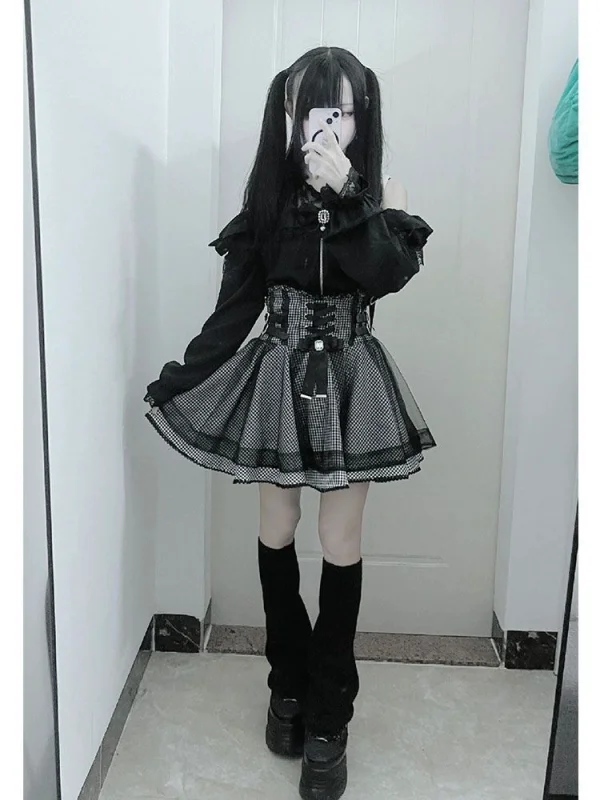 Cultural Girl's Plaid Skirt oulder Bared irt Two Piece Set Spring Autumn Winter ort High Waist Japanese Sle Faion
Cultural Girl's Plaid Skirt oulder Bared irt Two Piece Set Spring Autumn Winter ort High Waist Japanese Sle Faion