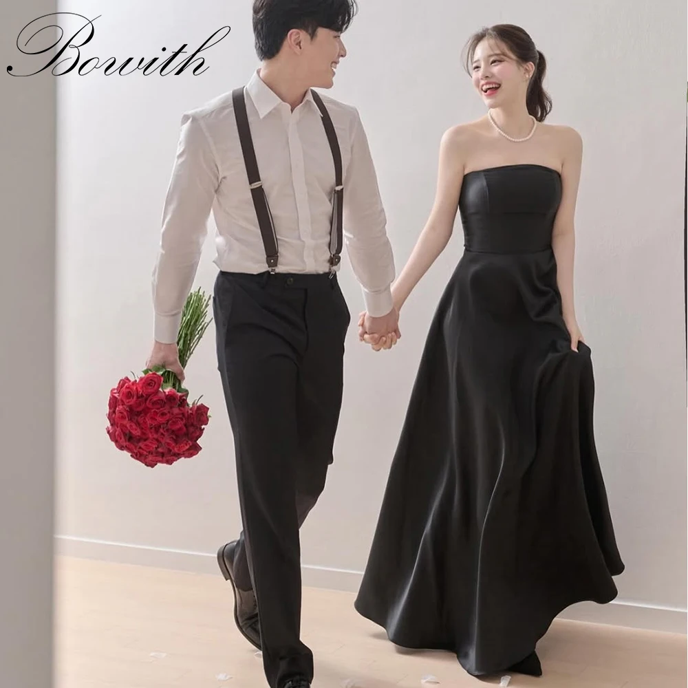 Bowith Black Satin Strapless Korean Wedding Dresses A-line Customized Simple Evening Dresses Elegant Photo Shoot Dresses
Bowith Black Satin Strapless Korean Wedding Dresses A-line Customized Simple Evening Dresses Elegant Photo Shoot Dresses